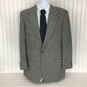 Emporio Armani Men's Gray Windowpane Blazer 42L